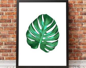 Monstera print, Monstera leaf, Tropical print, Botanical print, Tropical leaf print, Monstera Wall Art, Monstera printable, Tropical decor