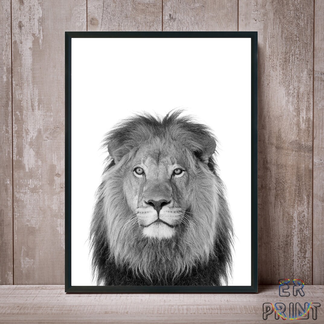 Lion Print Lion Wall Art Nursery Decor Lion Art Nursery Etsy