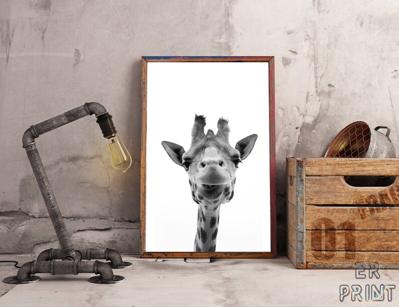 Giraffe Print, Giraffe Wall Art, Black and White, Nursery Decor, Safari Animal, Kids Room Decor, Large Poster, Animal Print, Giraffe Photo image 3