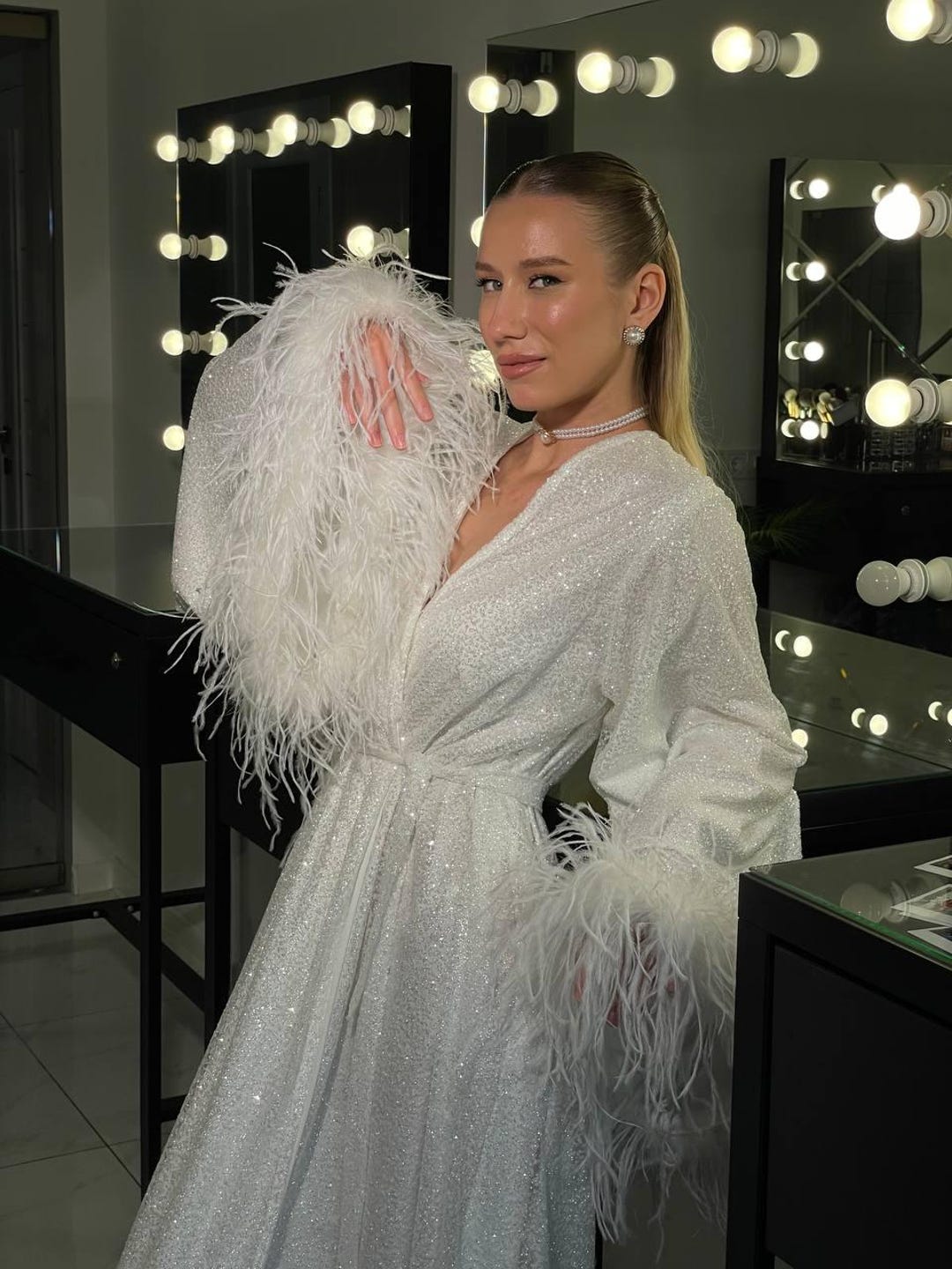 Corlis Robe Luxurious Sparkle Long Boudoir Robe - Perfect for the Bride's Morning ...
