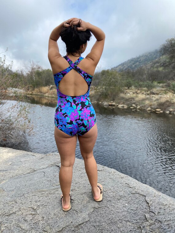 60s One Piece Swimsuit Bathing Suit Floral Swimsu Gem