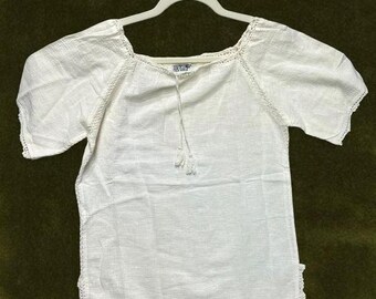 TRUE VINTAGE Rare 1970s Indian Cotton Gauze Peasant Top XS/S