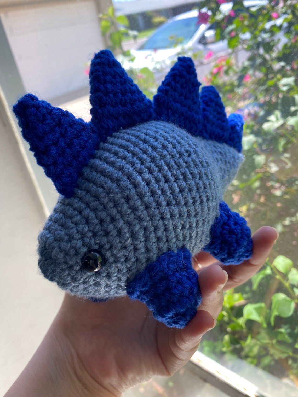 Crochet Knit Dinosaur Stuffed Animal Blue Dinosaur Plushie Etsy