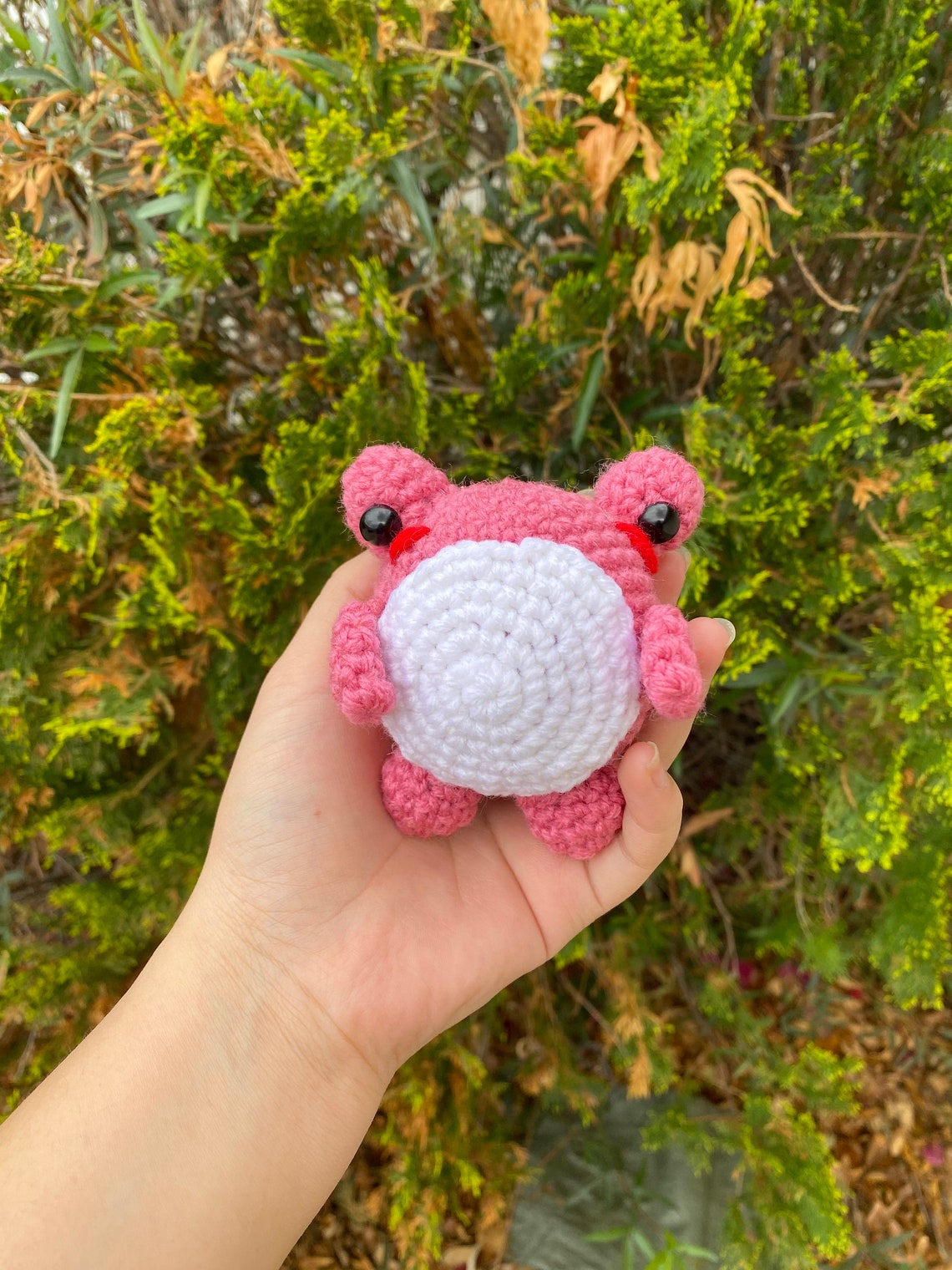 Crochet Knit Frog Amigurumi Cute Pink Frog Plush Stuffed Etsy