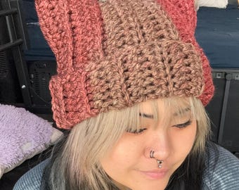 Gehaakte gebreide handgemaakte herfst herfst dikke kattenoor beanie modeaccessoire