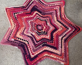 Roze paars gehaakt gebreide handgemaakte deken Afghan Home Decor Star deken