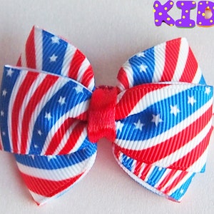 Stars and Stripes hair bow / 4th of July hair bow / American flag hair bow Red and blue hair clip US flag hair bow Independence Day hair bow