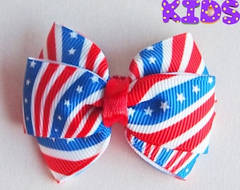 Stars and Stripes hair bow / 4th of July hair bow / American flag hair bow Red and blue hair clip US flag hair bow Independence Day hair bow