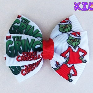 Grinch Hair bow / Christmas hair bow / Grinch stole Christmas hair bow / Christmas gift for girl / Grinch hair clip / Christmas hair clip