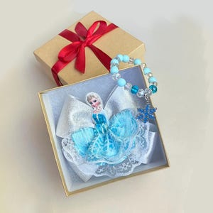 Frozen Elsa hair bow and bracelet gift set