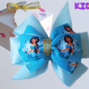 Disney Aladdin bow / Princess Jasmine hair bow / Blue princess hair bow / Aladdin Jasmine hair clip / Little girl gift / Girl Christmas gift