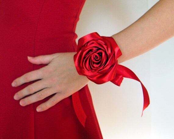 red wrist corsage for prom