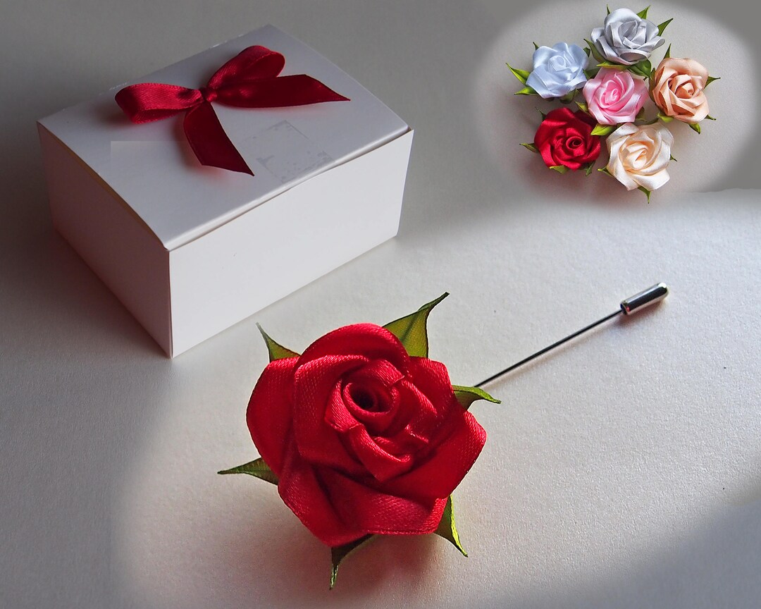 Rose Lapel Pin / Mens Lapel Pin / Mens Boutonniere / Fabric Lapel