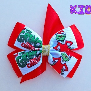 Grinch stole Christmas hair bow / Grinch stole Christmas party / Grinch stole Christmas outfit / Red hair bow for girl / Christmas hair bow