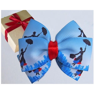 Mary Poppins hair bows / Mary Poppins hair clip / Blue hair bows / Girl gift bows / Girl birthday gift / Girl Christmas gift / Mary outfit