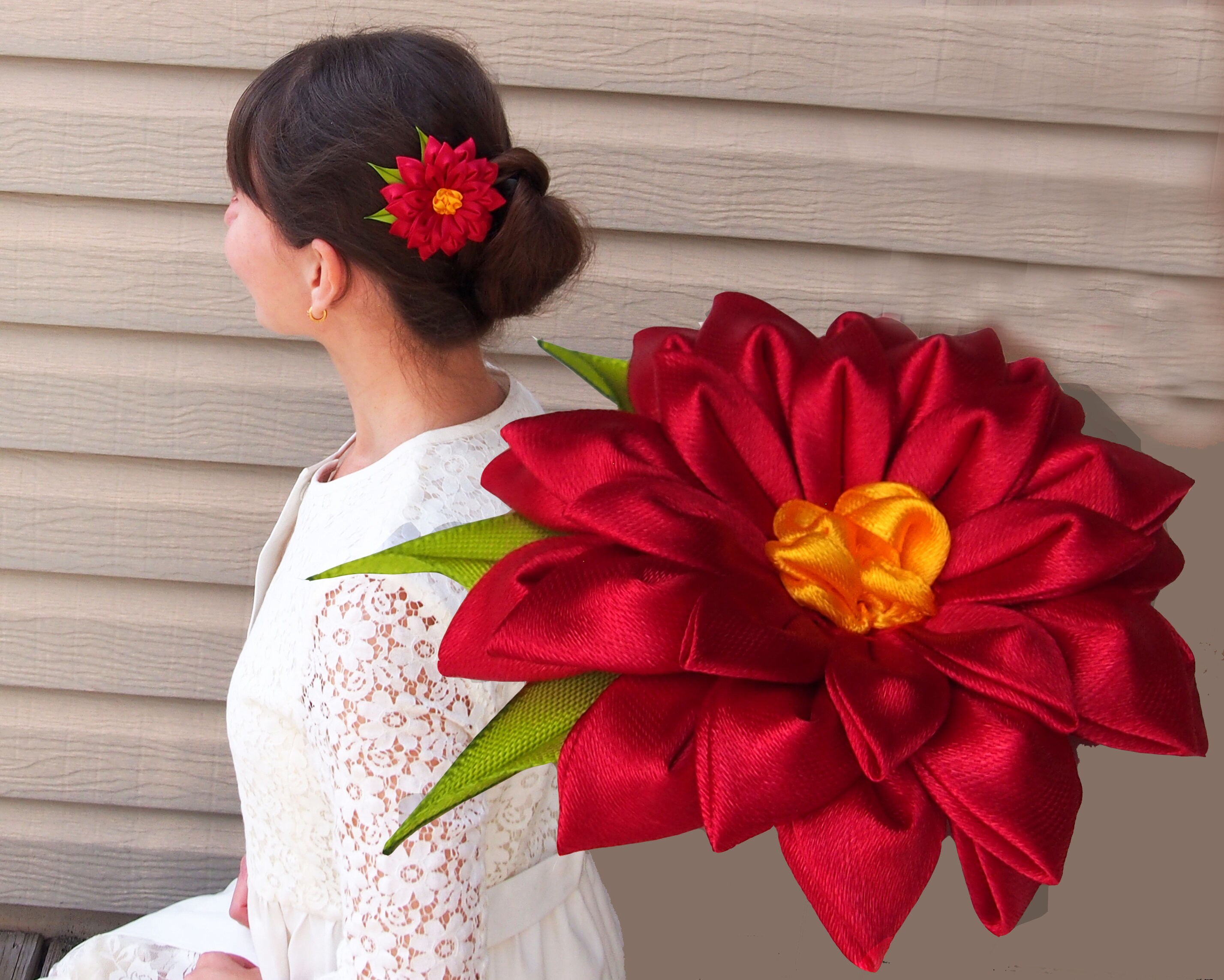 Red Dahlia Flower Hair Clip - Etsy