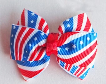 Stars and Stripes Hair Bow, Patriotic 4th of July Clip