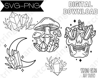 Crystal svg digitale download voor cricut, houtverbranding, t-shirts en meer