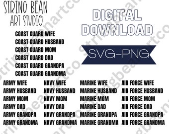 leger, marine, marine, luchtmacht en kustwacht vrouw/man/moeder/vader/opa/oma digitale download SVG-PNG