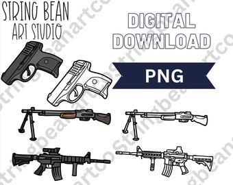 Militaire wapens png digitale download voor cricut, houtverbranding, enz.