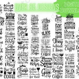 MEGA Coffee PNG Digital Download for cricut, wood burning, t-shirts, and more