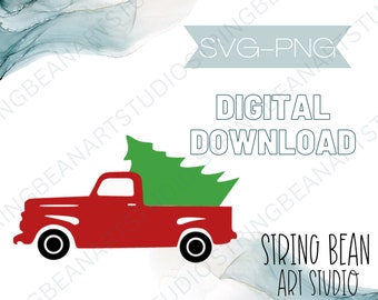 Vrachtwagen met kerstboom SVG-PNG digitale download