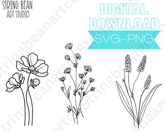 Bloemenbundel svg digitale download voor cricut, houtverbranding en meer