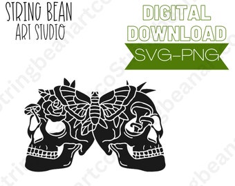 Schedels en Moth digitale download SVG voor cricut, houtverbranding en meer