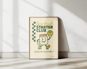 Sourdough Starter Club Retro Print | Vintage Kitchen Poster (Digital Download)