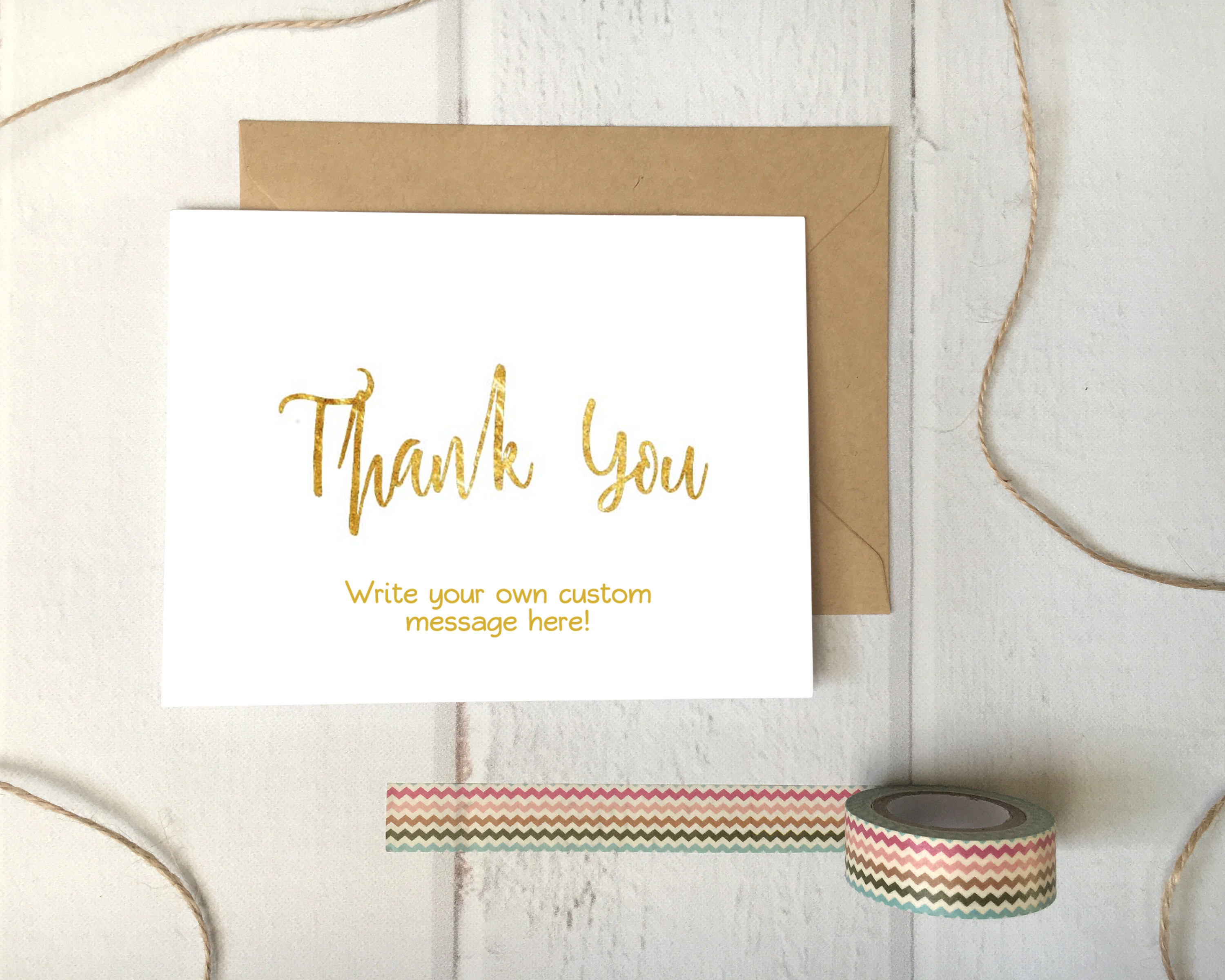 Thank You Gold Foil Effect Printable Template Foldable Cards / | Etsy