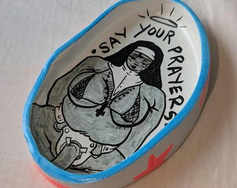 SAY UR PRAYERS - air dry clay trinket dish