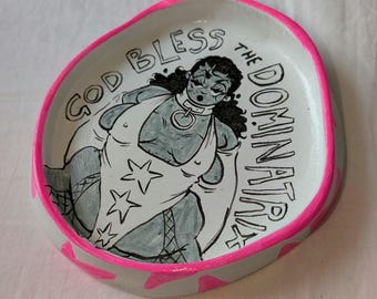 GOD BLESS DOMINATRIX - air dry clay trinket dish