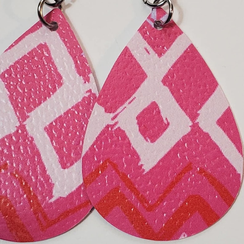 Pretty in Pink Faux Leather Teardrop Earrings