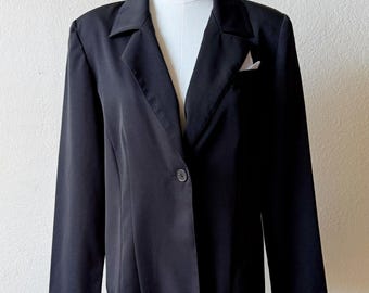 Vintage 90s K.C. Spencer New York Solid Black Blazer Jacket