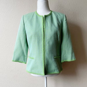 Y2K Classy Pastel Green and Blue Knit and Lined Blazer Jacket