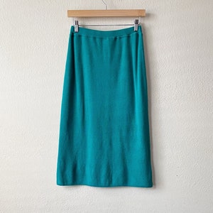 Vintage 90s/Y2K Petrolfarbener Bleistiftrock mit elastischer Taille