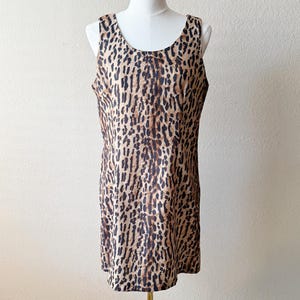 Vintage 80s/90s Golden Leopard Print Sleeveless A-line Dress