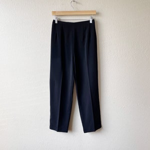 Vintage 80s/90s Black Front Pleat Straight Leg Trouser Pants