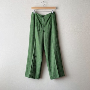 Vintage 70s/80s High Waist Green Plaid Pants image 1