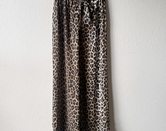 Vintage 90s Sheer Leopard Print High Waist Straight-Leg Pants