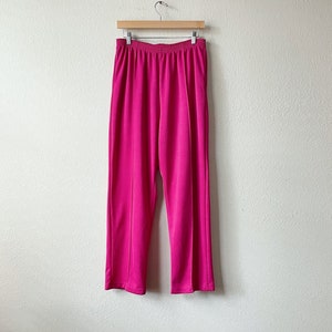 Vintage 80s/90s Hot Pink Front Pleat Elastic High Waist Straight Leg Pants