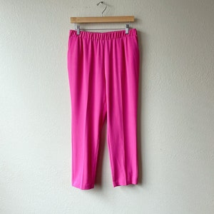 Vintage 90s Hot Pink High Waist Straight Leg Petite Pants with Pockets