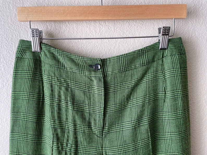 Vintage 70s/80s High Waist Green Plaid Pants image 4