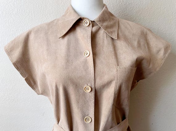 Vintage 70s Blassport Solid Beige Button Down Ult… - image 5