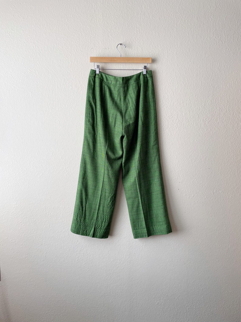 Vintage 70s/80s High Waist Green Plaid Pants image 2