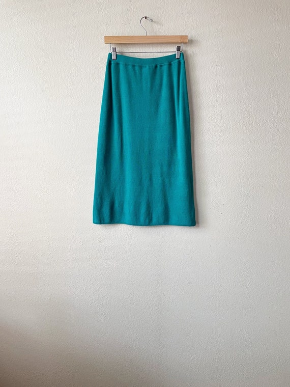 Vintage 90s/Y2K Teal Knit Elastic Waist Pencil Ski