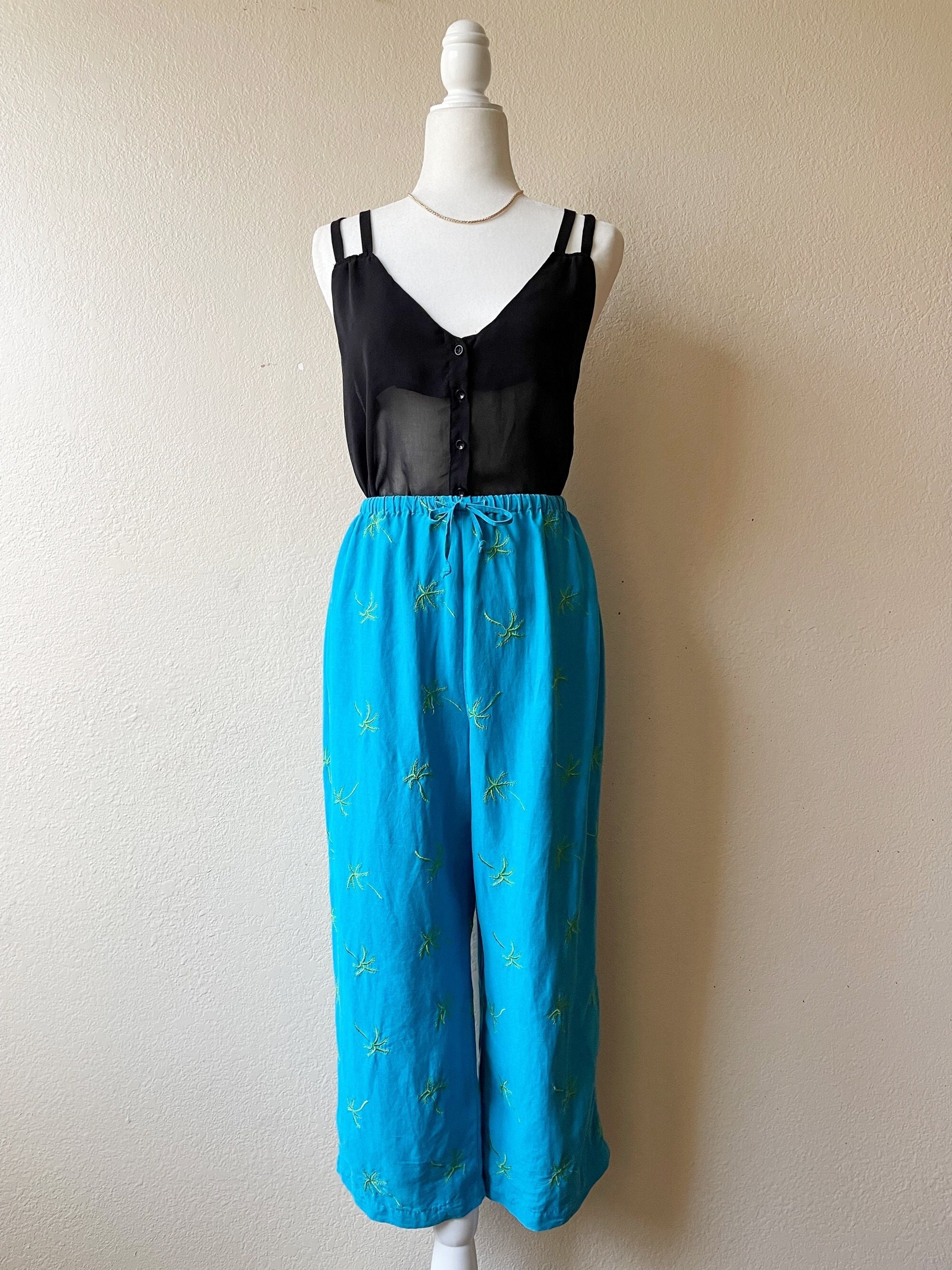 Palm Tree Printed Pants - Etsy