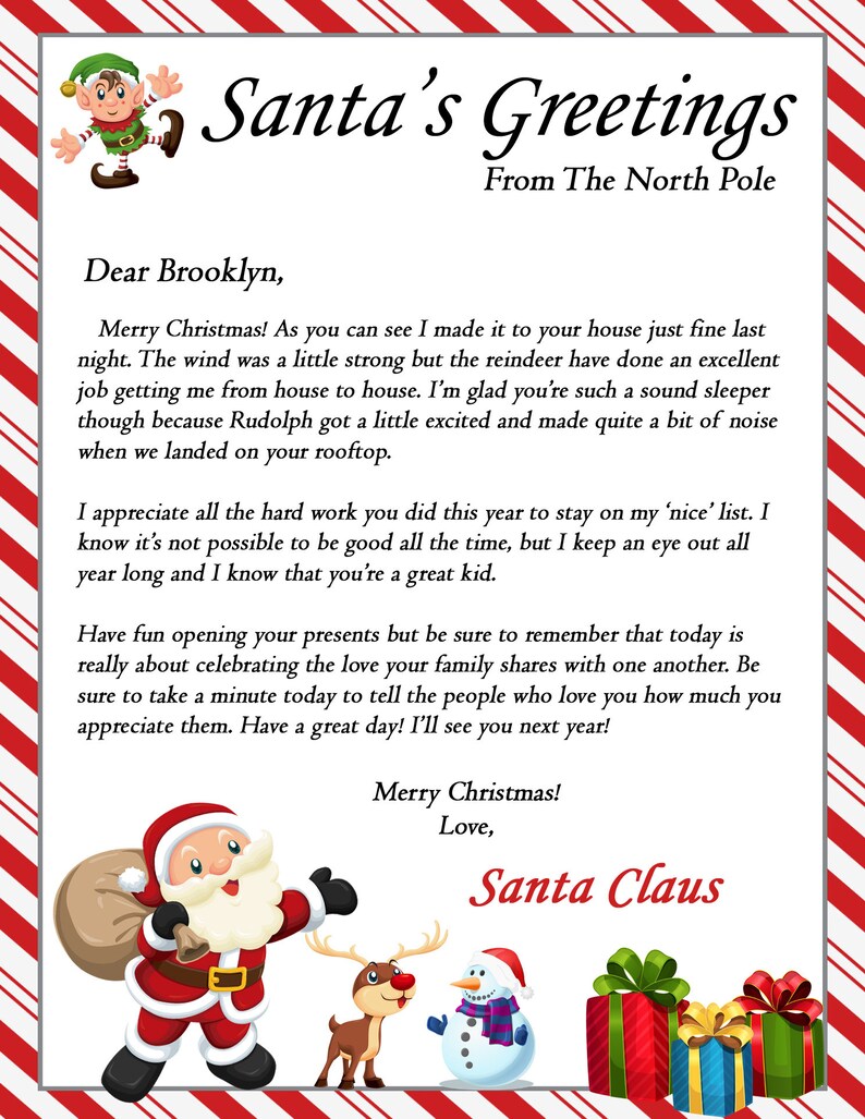 Santa Christmas Morning Letter INSTANT DOWNLOAD PDF Etsy