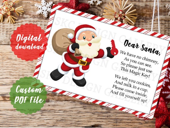 Santa Magic Key Note Printable Letter to Santa No Fireplace Letter