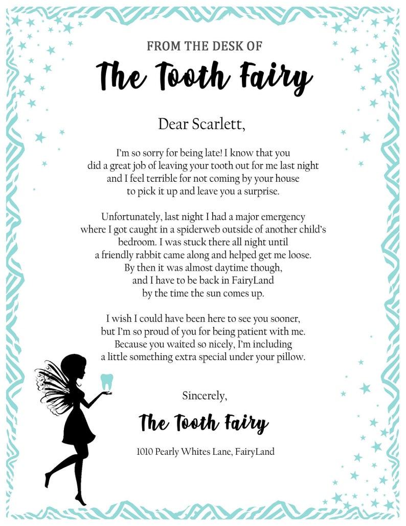 Letters From Tooth Fairy Forgot Free Printable